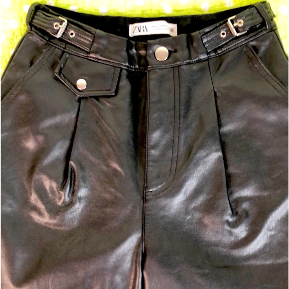 Zara faux leather high-waisted pants - Picture 2 of 10